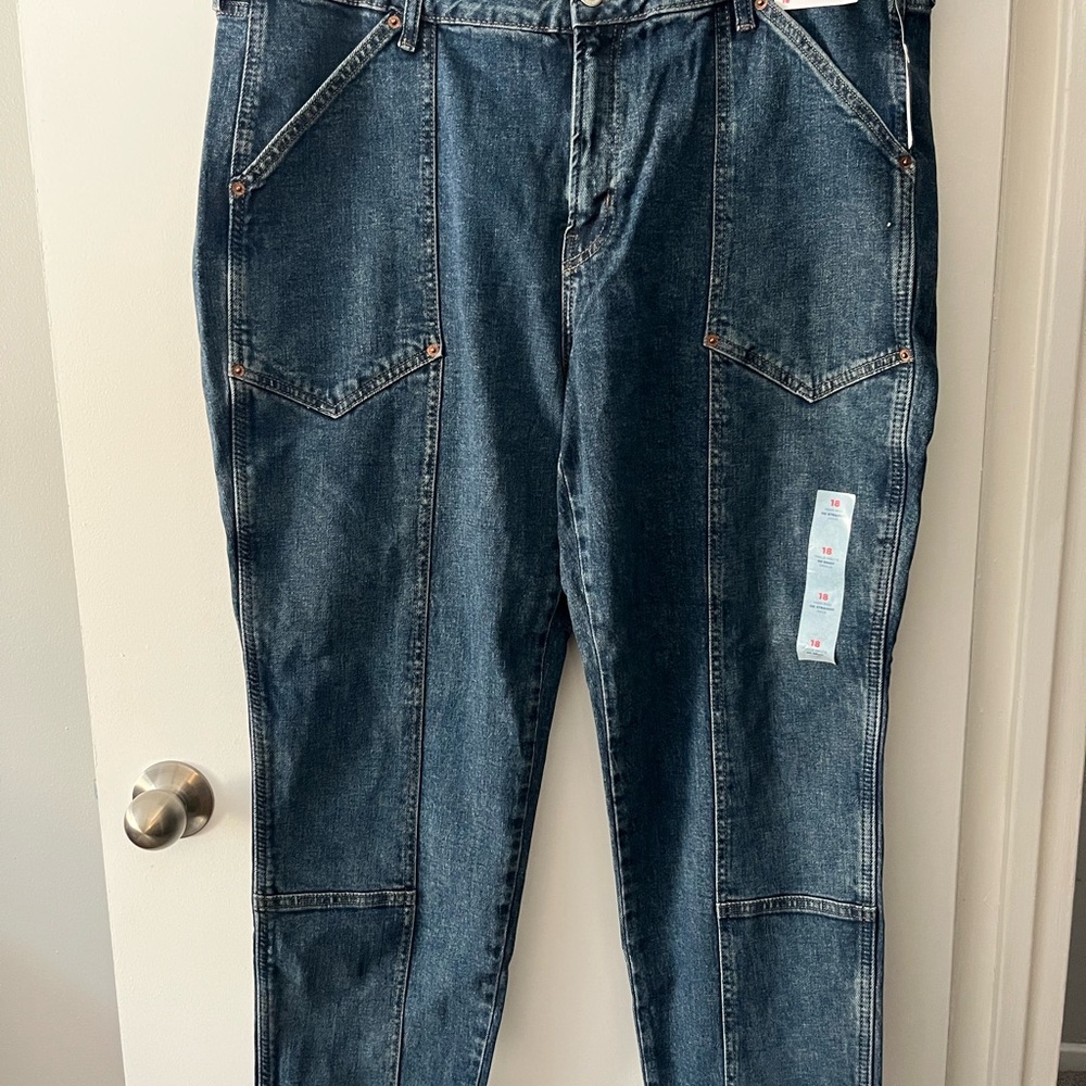 NWT Old Navy Dark Wash Boyfriend Carpenter Jeans
